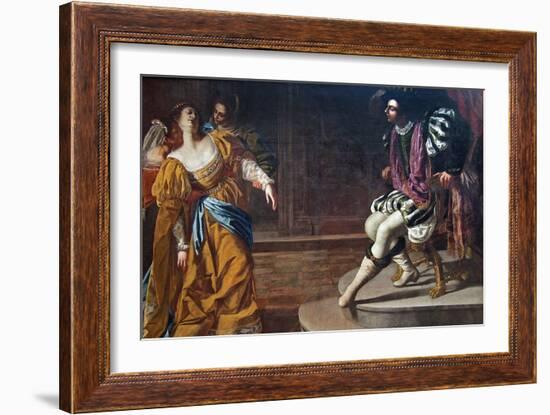 Esther before Ahasuerus-Artemisia Gentileschi-Framed Art Print