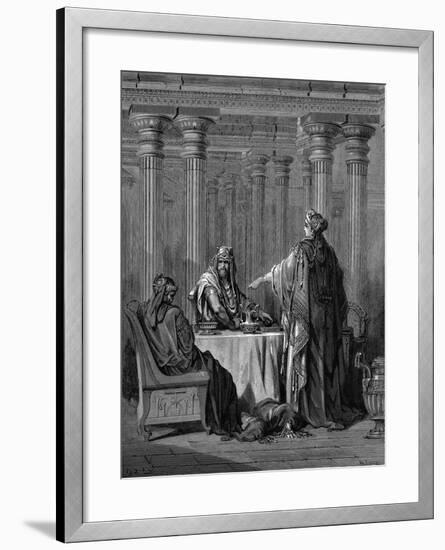 Esther (C450 B) before Her Husband King Ahasuerus (Xerxes) of Persia, 1866-Gustave Doré-Framed Giclee Print