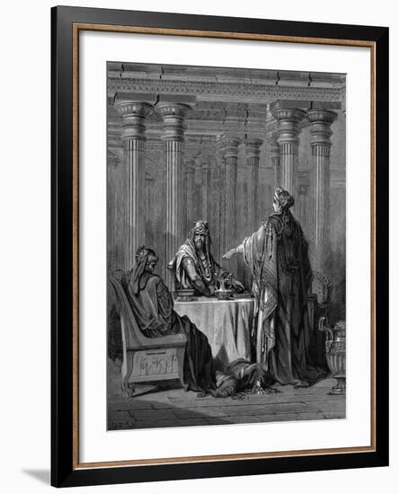 Esther (C450 B) before Her Husband King Ahasuerus (Xerxes) of Persia, 1866-Gustave Doré-Framed Giclee Print