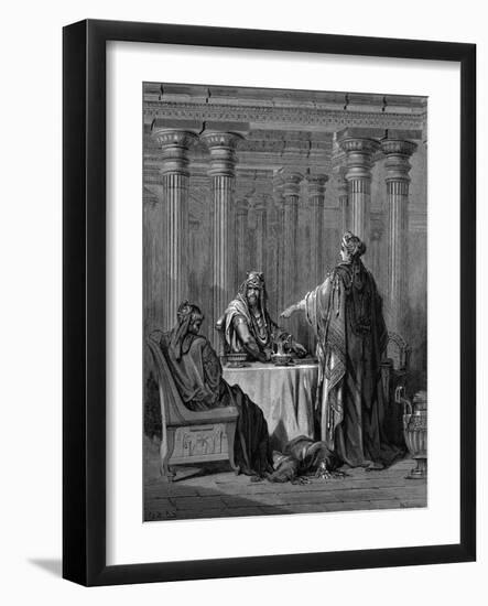 Esther (C450 B) before Her Husband King Ahasuerus (Xerxes) of Persia, 1866-Gustave Doré-Framed Giclee Print