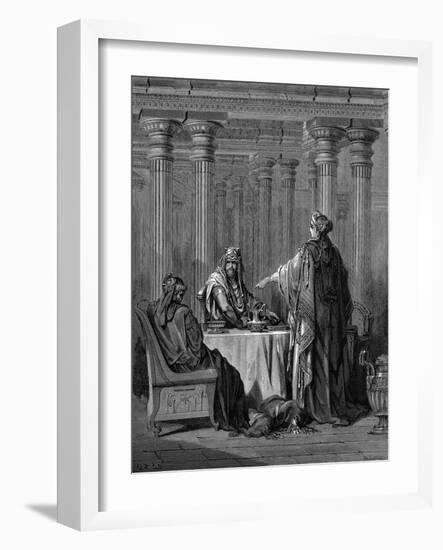 Esther (C450 B) before Her Husband King Ahasuerus (Xerxes) of Persia, 1866-Gustave Doré-Framed Giclee Print