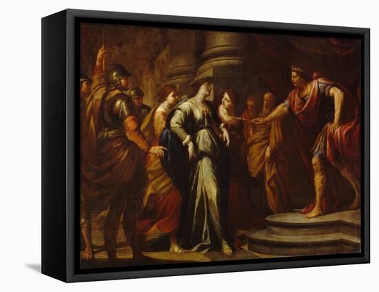 Esther (Hadassah Bat Avilail) Devant Assuerus (Identifie a Xerxes I, Roi De Perse, 519-465 Avant JC-Andrea Vaccaro-Framed Premier Image Canvas