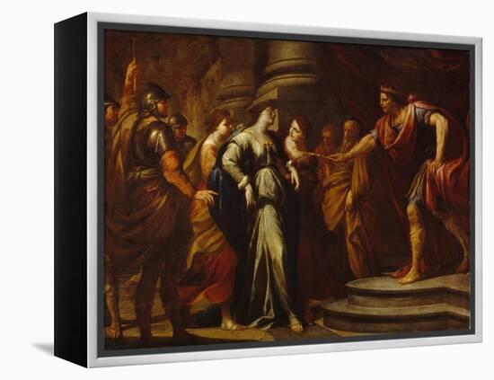 Esther (Hadassah Bat Avilail) Devant Assuerus (Identifie a Xerxes I, Roi De Perse, 519-465 Avant JC-Andrea Vaccaro-Framed Premier Image Canvas