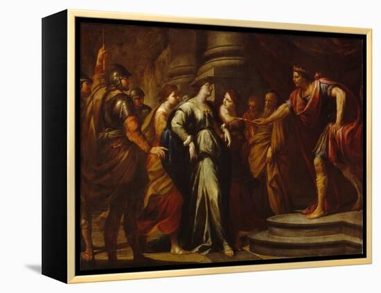 Esther (Hadassah Bat Avilail) Devant Assuerus (Identifie a Xerxes I, Roi De Perse, 519-465 Avant JC-Andrea Vaccaro-Framed Premier Image Canvas