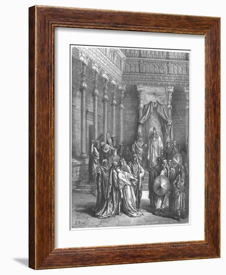 Esther in the Presence of Ahasuerus, 1866-Gustave Doré-Framed Giclee Print
