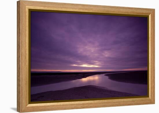 Estuarine River Inlet Running across Mudflats at Dawn, Morecambe Bay, Cumbria, UK, February-Peter Cairns-Framed Premier Image Canvas