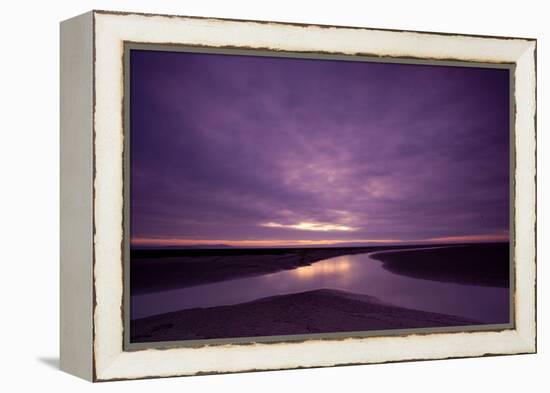 Estuarine River Inlet Running across Mudflats at Dawn, Morecambe Bay, Cumbria, UK, February-Peter Cairns-Framed Premier Image Canvas