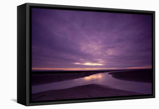 Estuarine River Inlet Running across Mudflats at Dawn, Morecambe Bay, Cumbria, UK, February-Peter Cairns-Framed Premier Image Canvas