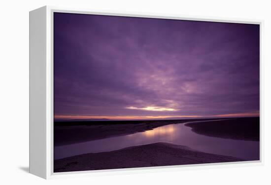 Estuarine River Inlet Running across Mudflats at Dawn, Morecambe Bay, Cumbria, UK, February-Peter Cairns-Framed Premier Image Canvas