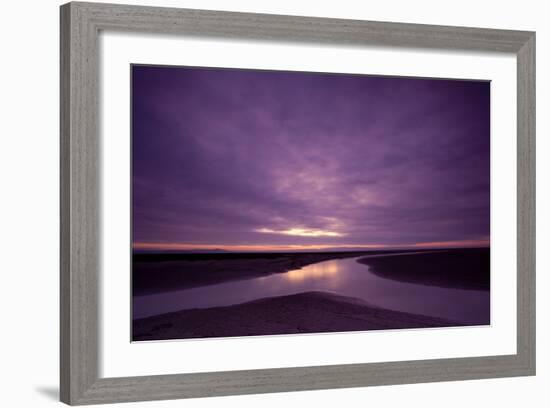 Estuarine River Inlet Running across Mudflats at Dawn, Morecambe Bay, Cumbria, UK, February-Peter Cairns-Framed Photographic Print