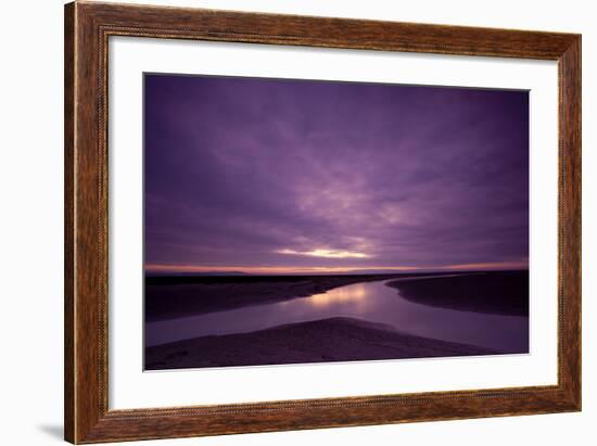 Estuarine River Inlet Running across Mudflats at Dawn, Morecambe Bay, Cumbria, UK, February-Peter Cairns-Framed Photographic Print