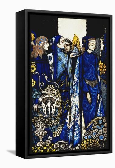 Etain, Helen, Maeve and Fand, Golden Deirdre's Tender Hand'. 'Queens', Nine Glass Panels Acided,…-Harry Clarke-Framed Premier Image Canvas