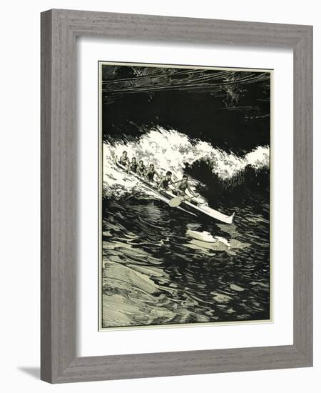 Etching of Outrigger Canoe, Hawaii-null-Framed Art Print