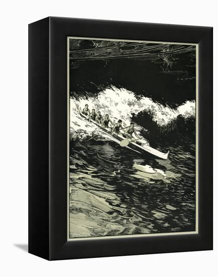 Etching of Outrigger Canoe, Hawaii-null-Framed Stretched Canvas