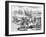 Etching of Spanish Explorers and Indigenous People-Bertrand-Framed Giclee Print