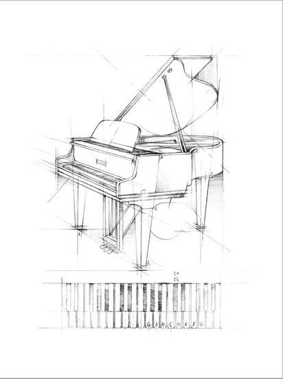 'Piano Sketch' Stretched Canvas Print - Ethan Harper | Art.com