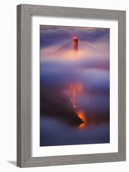 Ethereal Gold Detail in Fog at San Francisco, Golden Gate Bridge-Vincent James-Framed Photographic Print