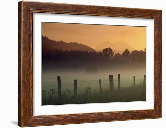 Ethereal Mount Rainier beyond the misty Nisqually Valley near Ashford, Washington-Art Wolfe-Framed Art Print