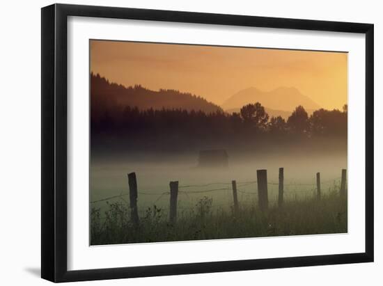 Ethereal Mount Rainier beyond the misty Nisqually Valley near Ashford, Washington-Art Wolfe-Framed Art Print