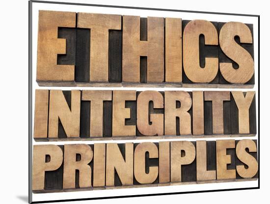 Ethics, Integrity and Principles Word Abstract-PixelsAway-Mounted Photographic Print