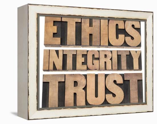 Ethics, Integrity, Trust Word-PixelsAway-Framed Stretched Canvas