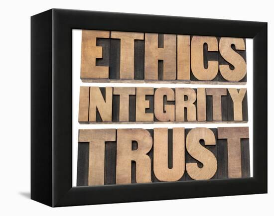 Ethics, Integrity, Trust Word-PixelsAway-Framed Stretched Canvas