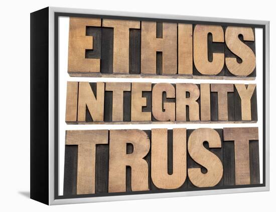 Ethics, Integrity, Trust Word-PixelsAway-Framed Stretched Canvas