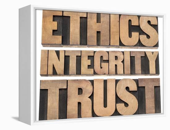 Ethics, Integrity, Trust Word-PixelsAway-Framed Stretched Canvas