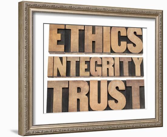 Ethics, Integrity, Trust Word-PixelsAway-Framed Premium Giclee Print