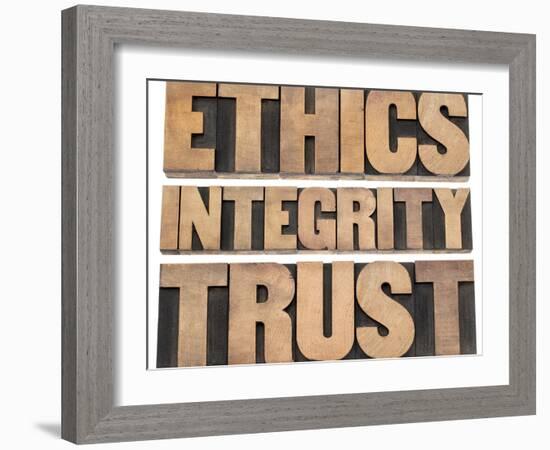 Ethics, Integrity, Trust Word-PixelsAway-Framed Premium Giclee Print