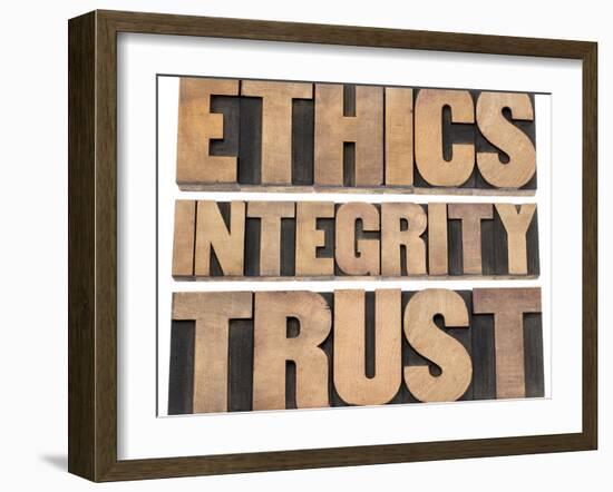 Ethics, Integrity, Trust Word-PixelsAway-Framed Premium Giclee Print