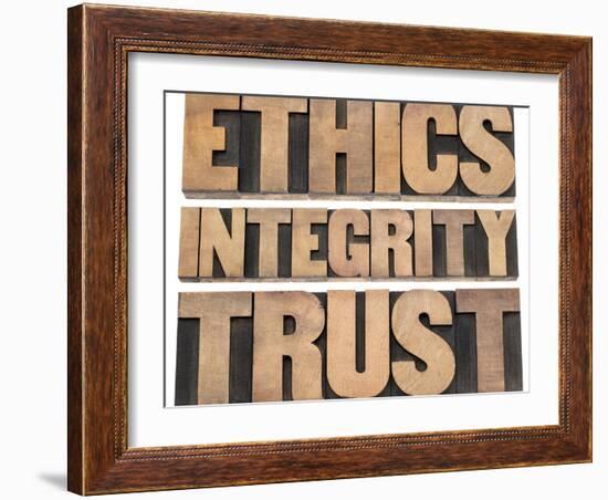 Ethics, Integrity, Trust Word-PixelsAway-Framed Premium Giclee Print