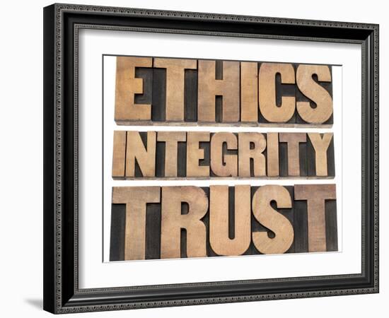 Ethics, Integrity, Trust Word-PixelsAway-Framed Premium Giclee Print