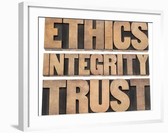 Ethics, Integrity, Trust Word-PixelsAway-Framed Art Print