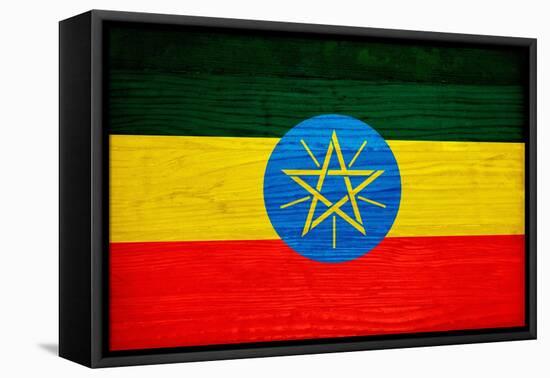 Ethiopia Flag Design with Wood Patterning - Flags of the World Series-Philippe Hugonnard-Framed Stretched Canvas