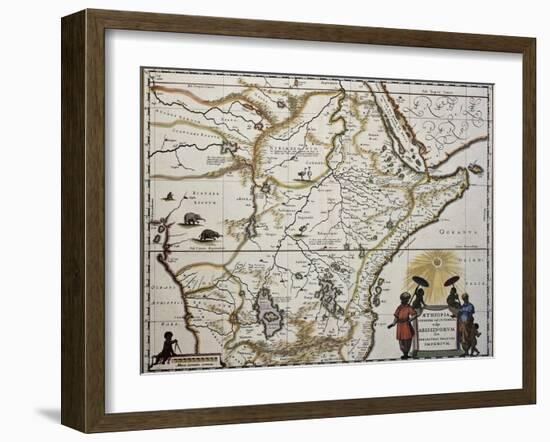 Ethiopia Old Map. Created By Joan Blaeu, Published In Amsterdam 1650-marzolino-Framed Art Print