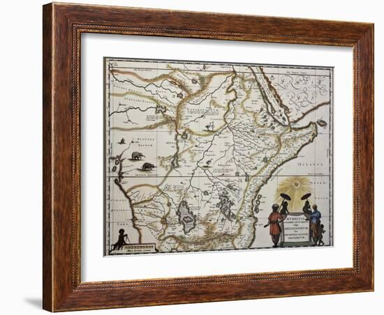 Ethiopia Old Map. Created By Joan Blaeu, Published In Amsterdam 1650-marzolino-Framed Art Print