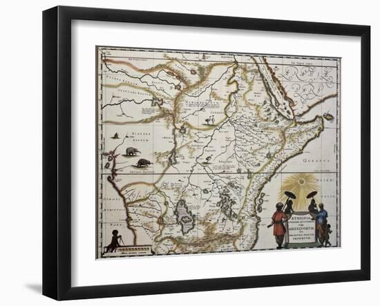 Ethiopia Old Map. Created By Joan Blaeu, Published In Amsterdam 1650-marzolino-Framed Art Print