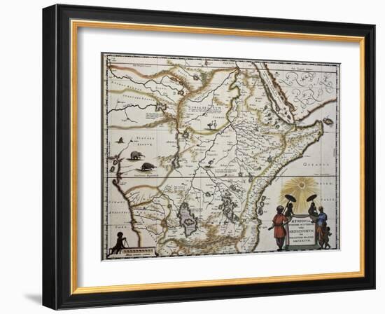 Ethiopia Old Map. Created By Joan Blaeu, Published In Amsterdam 1650-marzolino-Framed Art Print