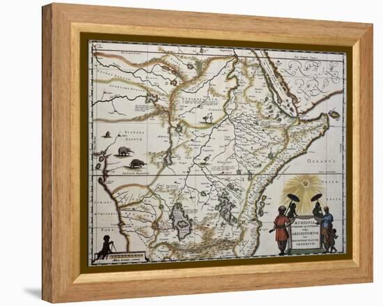 Ethiopia Old Map. Created By Joan Blaeu, Published In Amsterdam 1650-marzolino-Framed Stretched Canvas