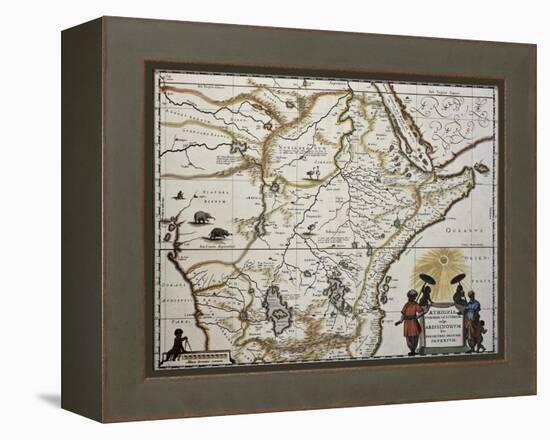 Ethiopia Old Map. Created By Joan Blaeu, Published In Amsterdam 1650-marzolino-Framed Stretched Canvas