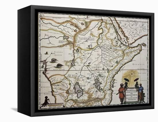 Ethiopia Old Map. Created By Joan Blaeu, Published In Amsterdam 1650-marzolino-Framed Stretched Canvas