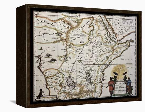 Ethiopia Old Map. Created By Joan Blaeu, Published In Amsterdam 1650-marzolino-Framed Stretched Canvas