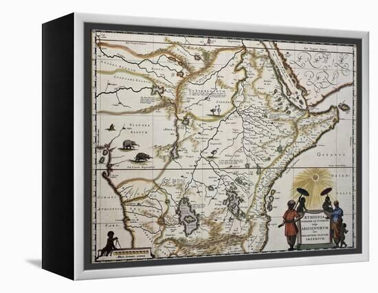 Ethiopia Old Map. Created By Joan Blaeu, Published In Amsterdam 1650-marzolino-Framed Stretched Canvas