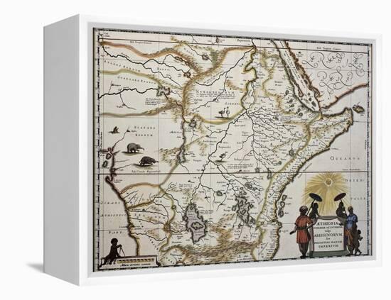 Ethiopia Old Map. Created By Joan Blaeu, Published In Amsterdam 1650-marzolino-Framed Stretched Canvas