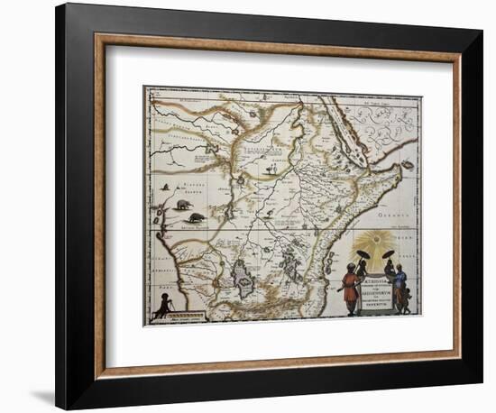 Ethiopia Old Map. Created By Joan Blaeu, Published In Amsterdam 1650-marzolino-Framed Art Print