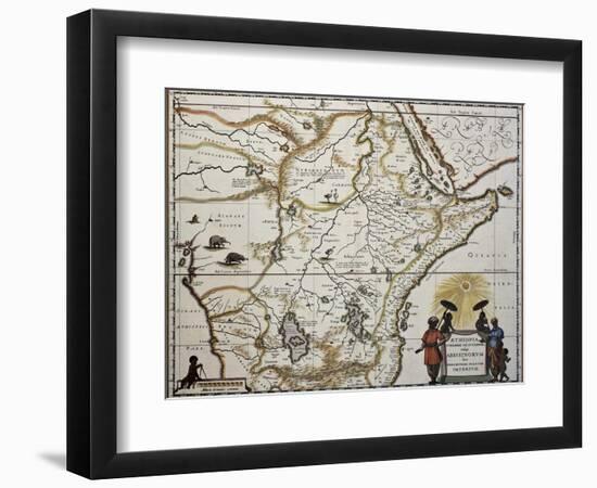 Ethiopia Old Map. Created By Joan Blaeu, Published In Amsterdam 1650-marzolino-Framed Art Print