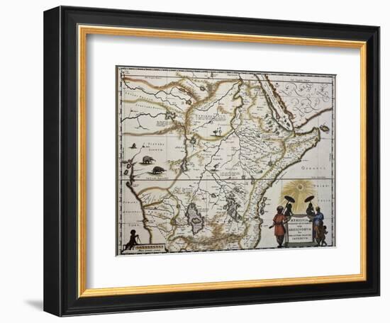 Ethiopia Old Map. Created By Joan Blaeu, Published In Amsterdam 1650-marzolino-Framed Art Print