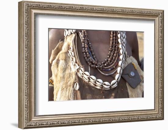 Ethiopia, Omo River Valley, South Omo, Hamer tribe. Detail of a necklace and cowrie shells-Ellen Goff-Framed Photographic Print