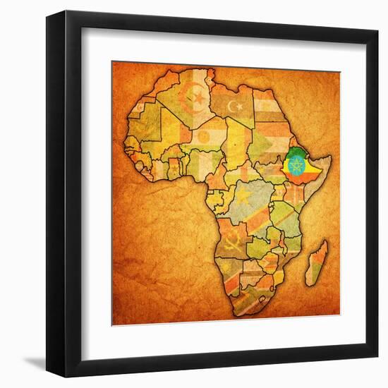 Ethiopia on Actual Map of Africa-michal812-Framed Art Print